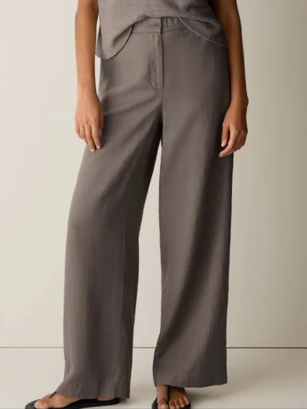 Eileen Fisher Linen Brown Pants. Sz PL.